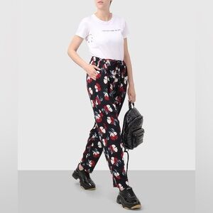 Persona by Marina Rinaldi Black Floral Print Drawstring Joggers